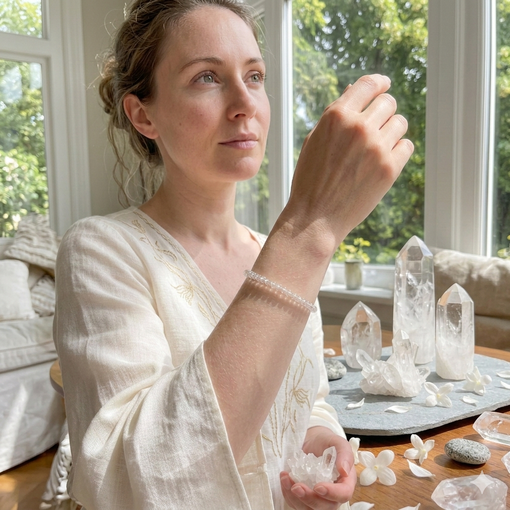 Damen Armband / Delicato Cristallo Puro / Bergkristall 4 mm Kugeln / schlicht + feminin