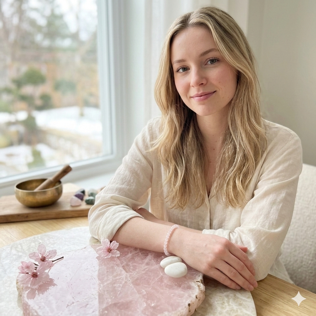 Damen Armband / Amore Luce / Rosenquarz facettiert 4 mm Kugeln