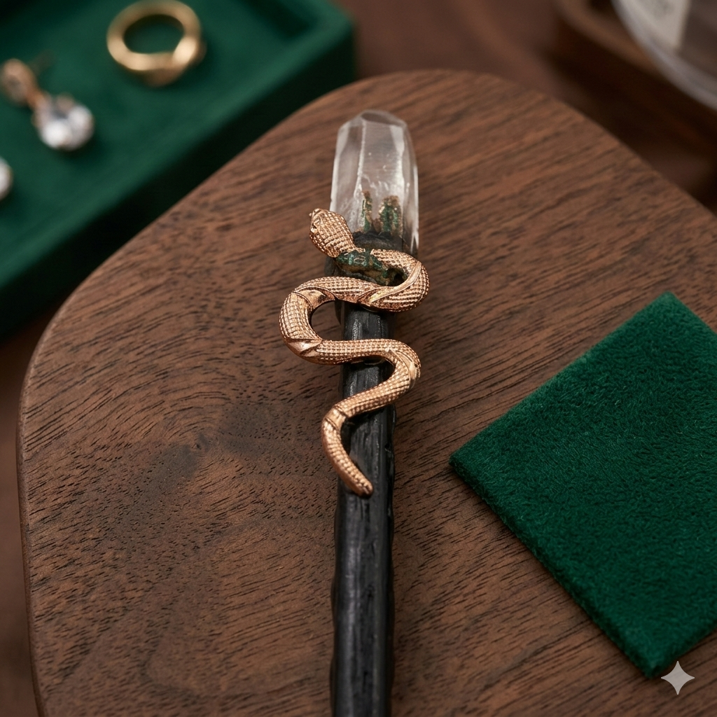 Zauberstab/Ritualstab Bergkristall Schlange No. 1