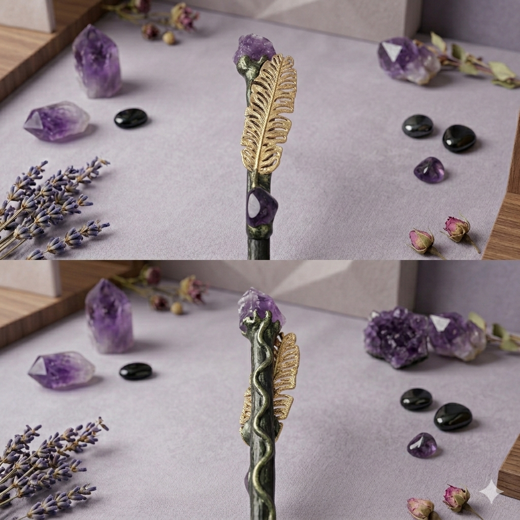 Zauberstab/Ritualstab Amethyst Feder No. 1