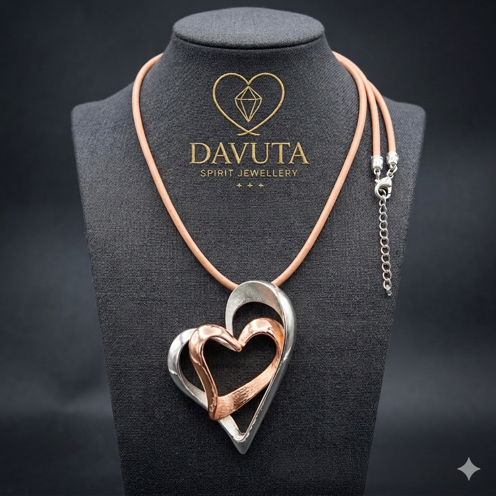 Damen Kette Band / Cuore Intrecciato / Edelstahl versilbert + rosévergoldet / Stark