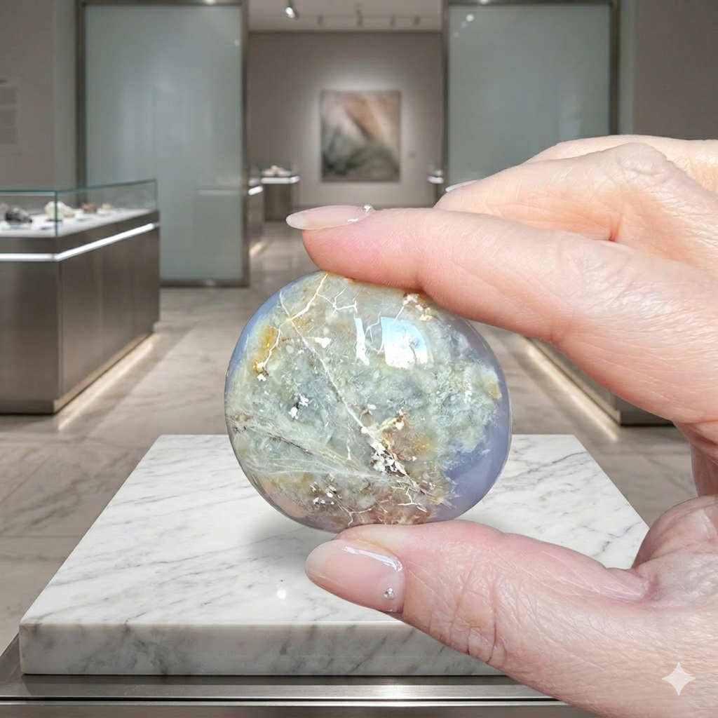 Blauer Chalcedon - Handschmeichler auf Matrix No. 1