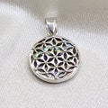 Anhänger / Blume des Lebens / 925er Silber / Abalone-Muschel