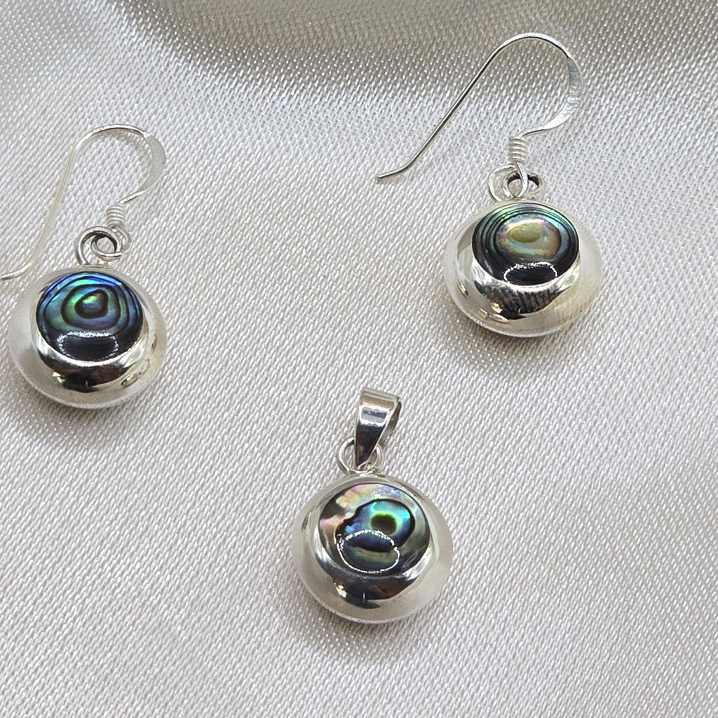 Damen Set Anhänger + Ohrringe rund