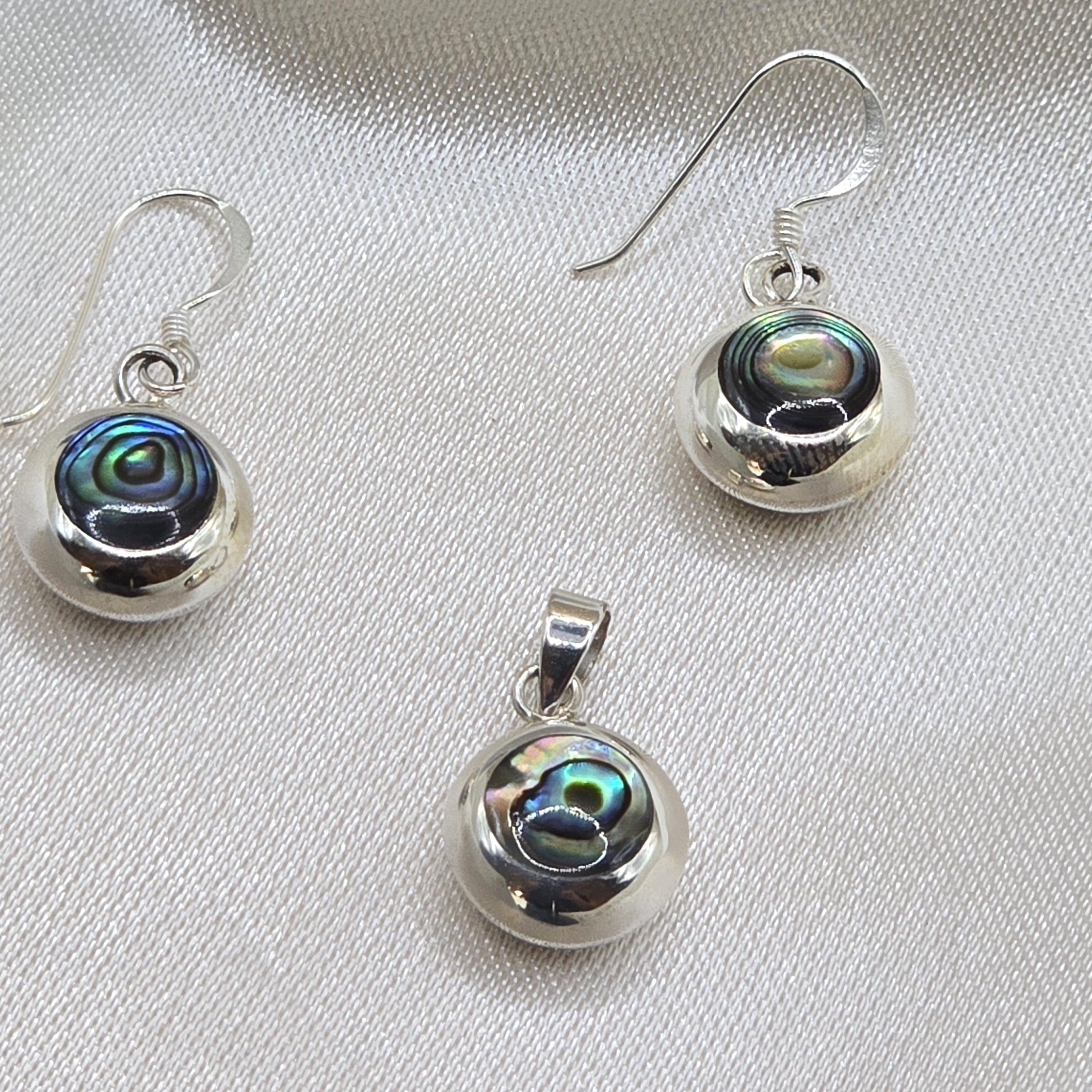 Damen Set Anhänger + Ohrringe rund