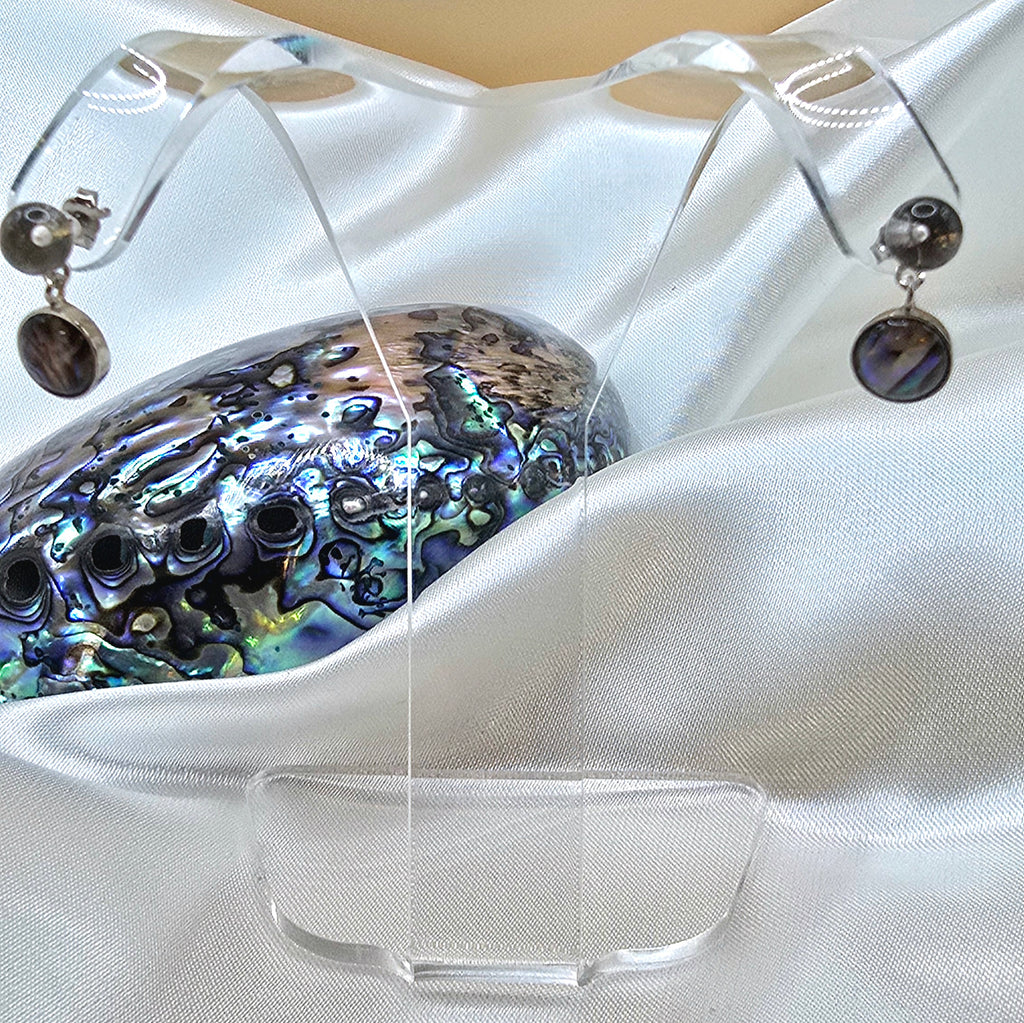 Damen Ohrstecker Abalone Muschel und Bergkristall