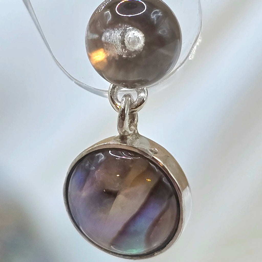 Damen Ohrstecker Abalone Muschel und Bergkristall