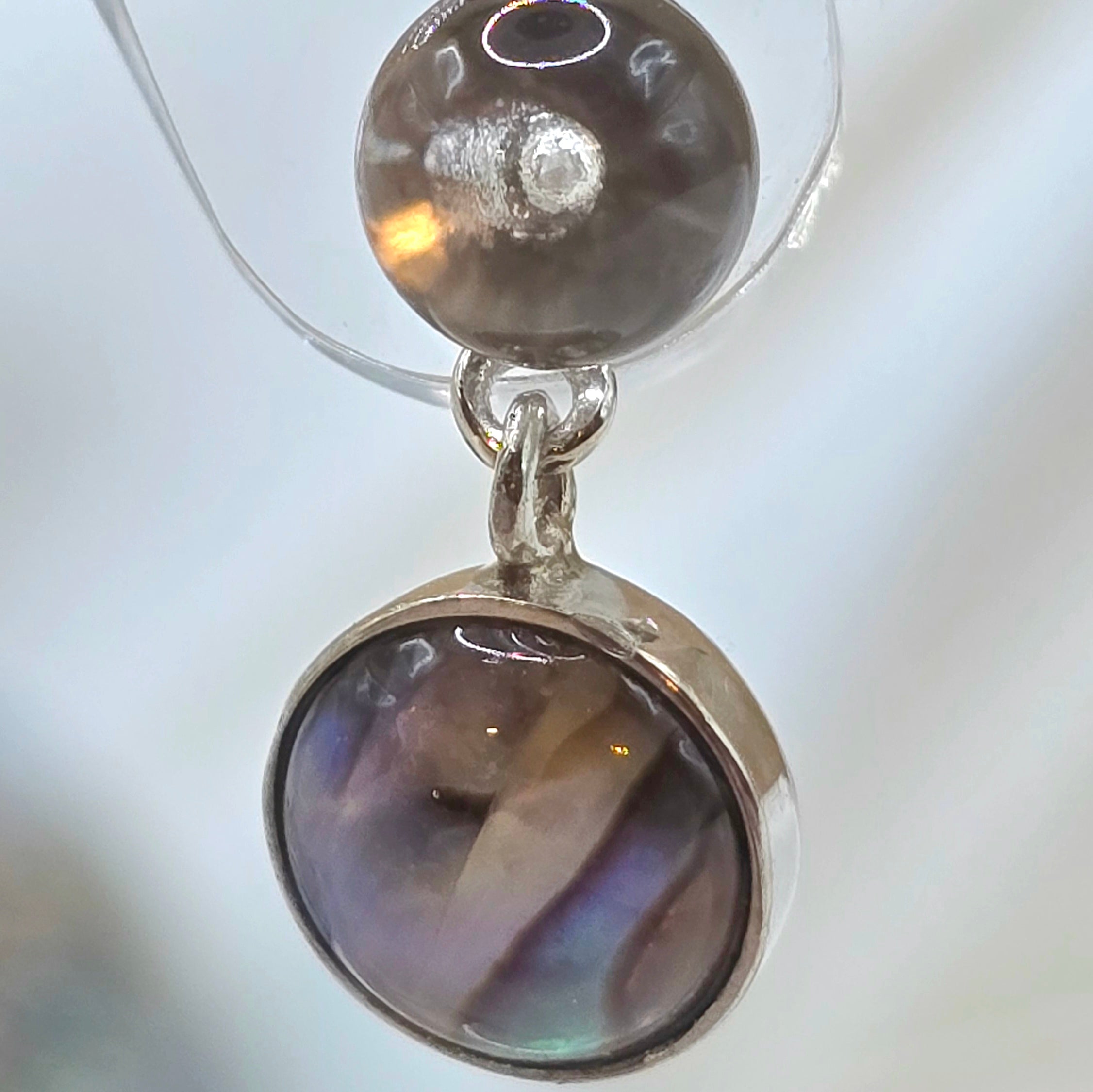 Damen Ohrstecker Abalone Muschel und Bergkristall