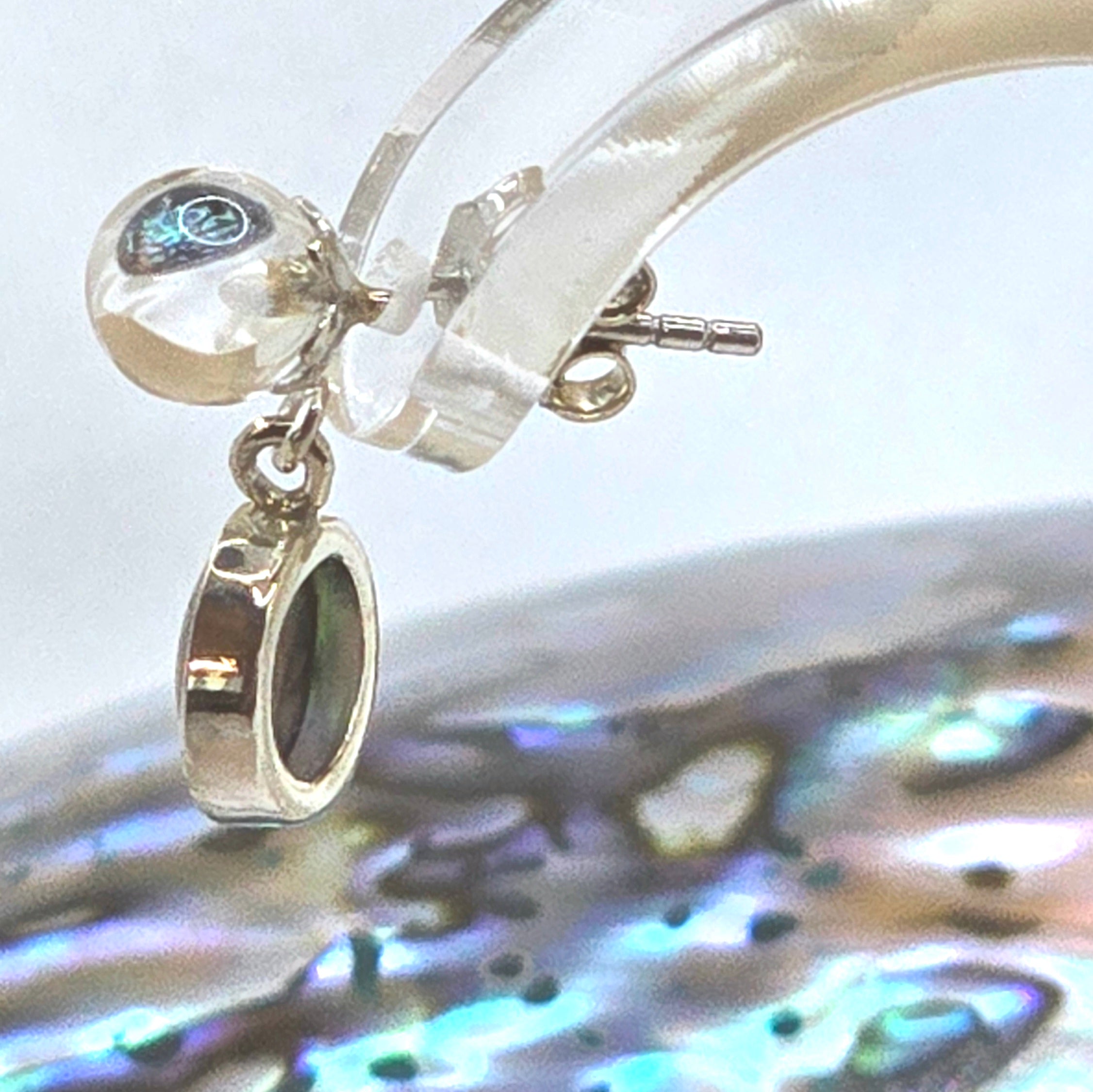 Damen Ohrstecker Abalone Muschel und Bergkristall