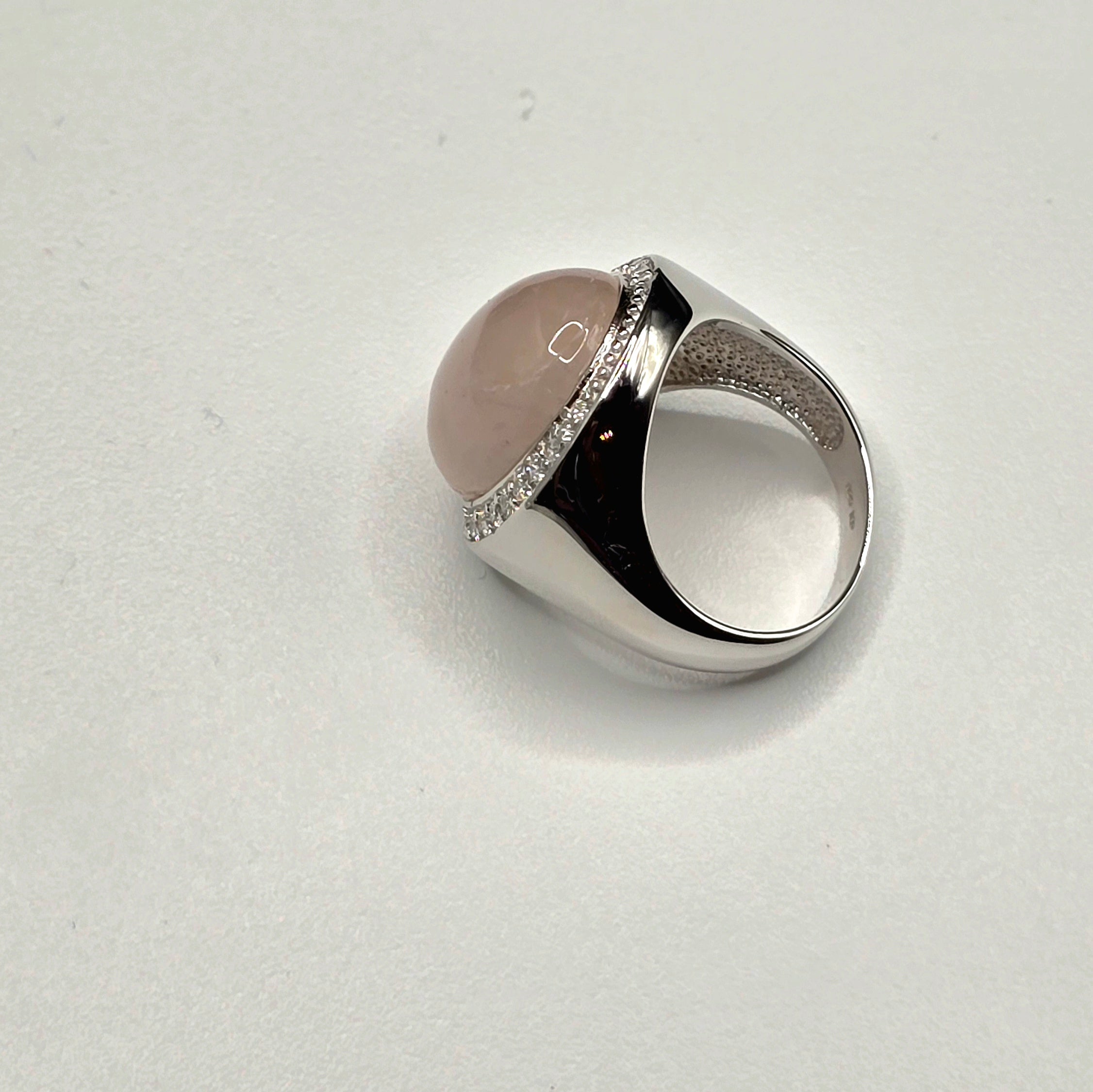 Damen Ring Rosenquarz Oval