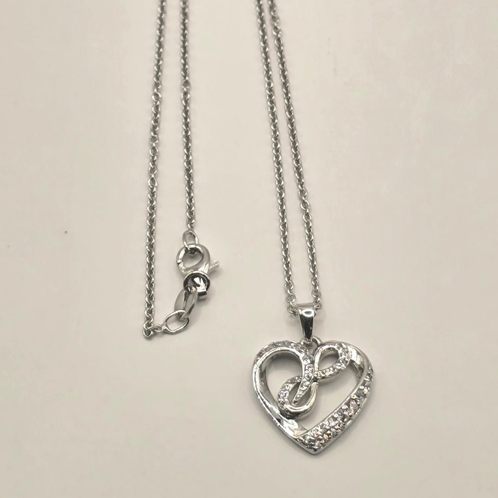 Damen Anhänger Herz-Infinity mit Zirkoniasteinen