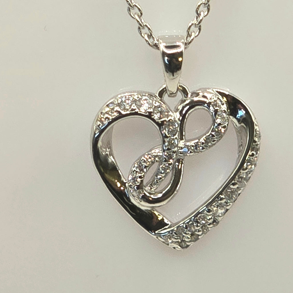 Damen Anhänger Herz-Infinity mit Zirkoniasteinen