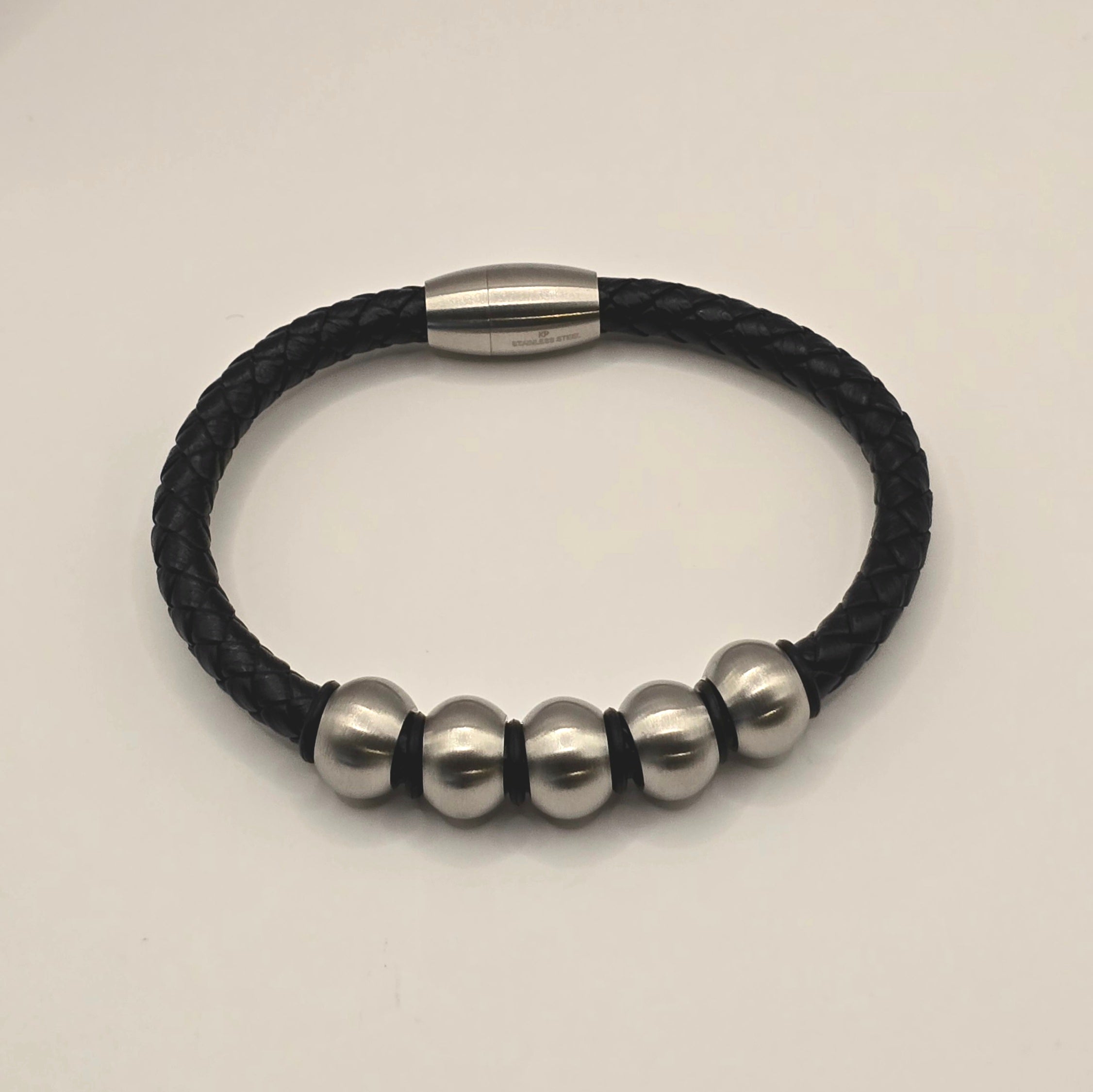 Herren Armband Leder/Edelstahl 21 cm