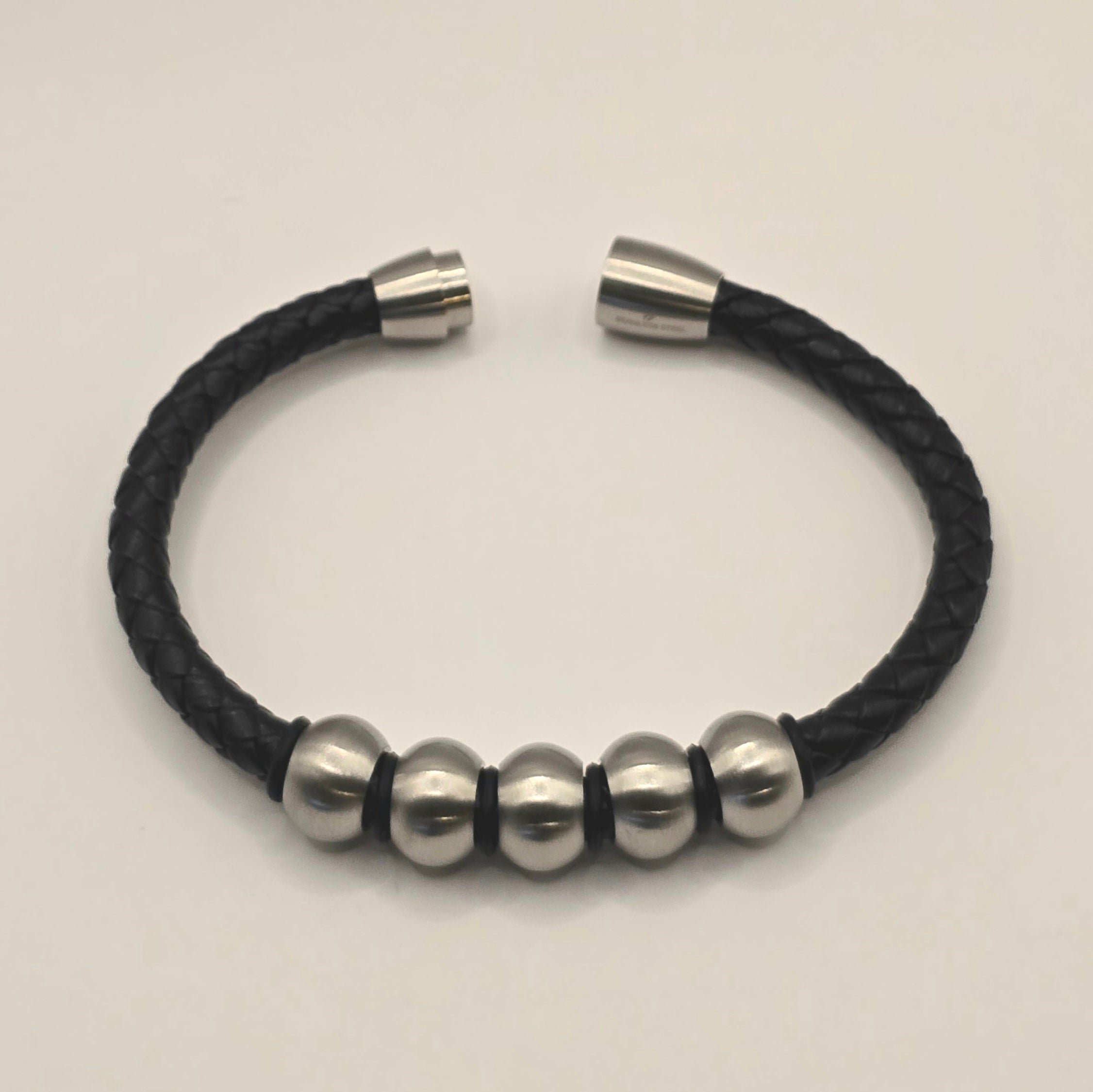 Herren Armband Leder/Edelstahl 21 cm