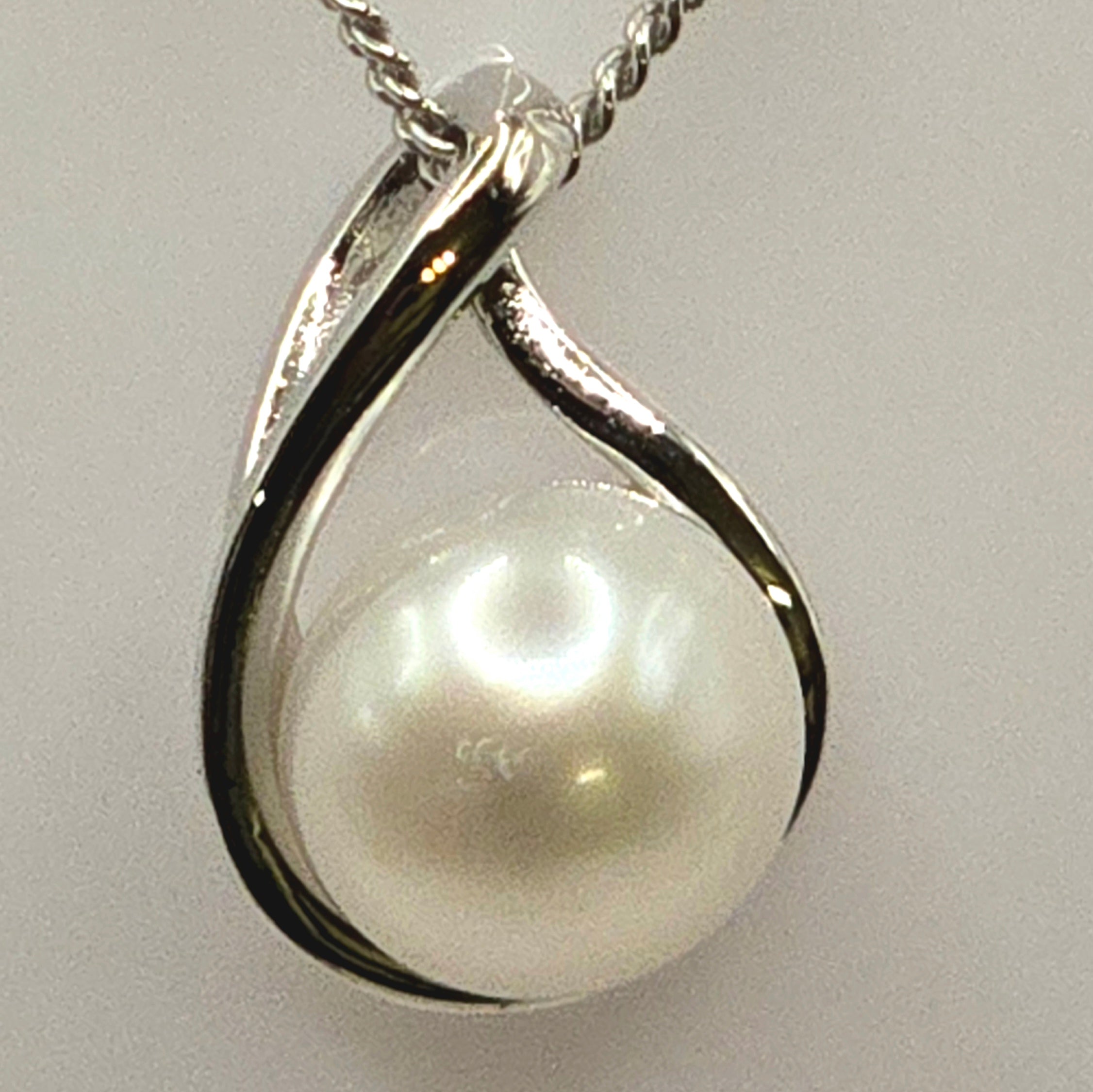 Damen Kette mit Anhänger Perle Silber