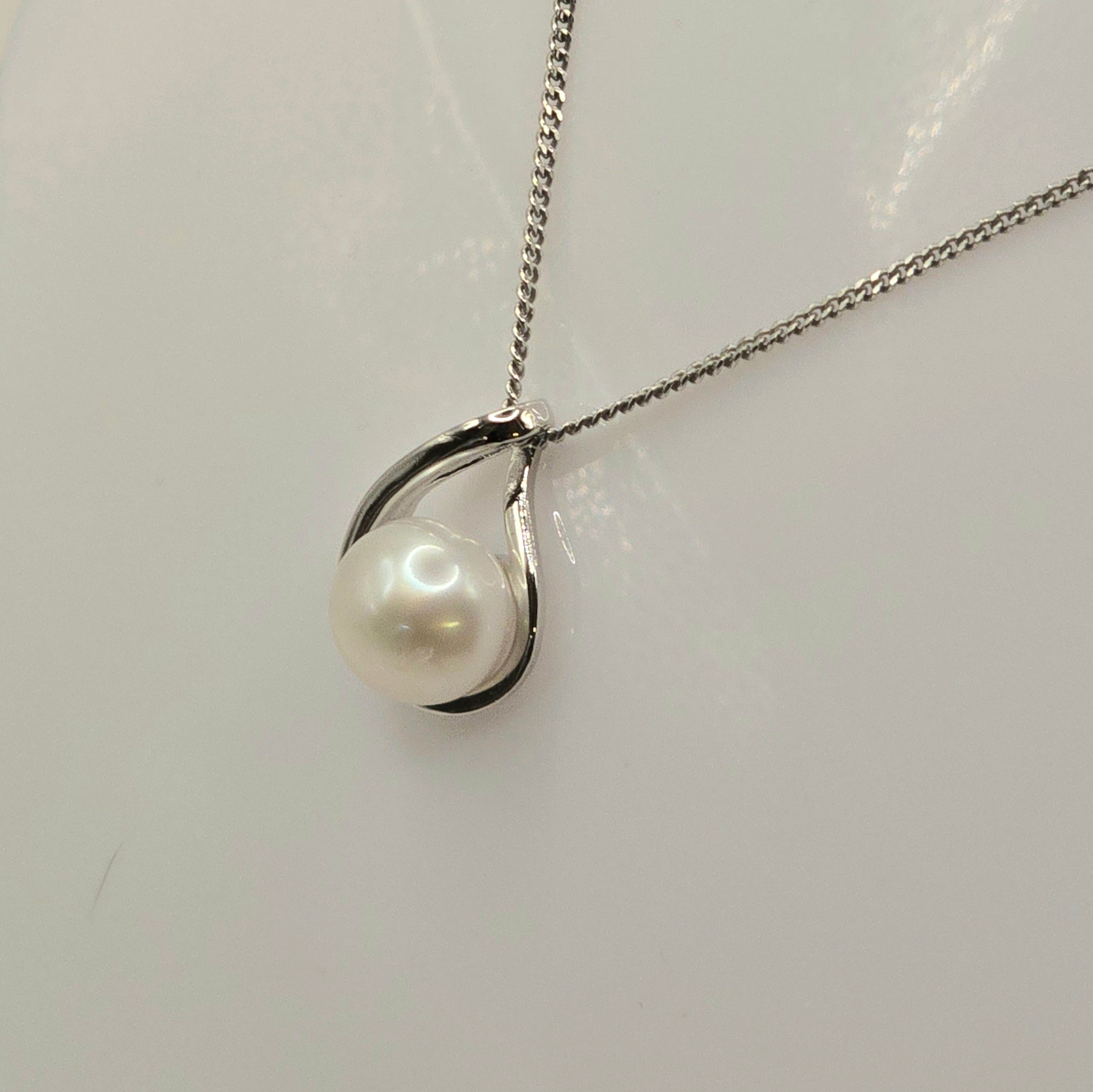 Damen Kette mit Anhänger Perle Silber