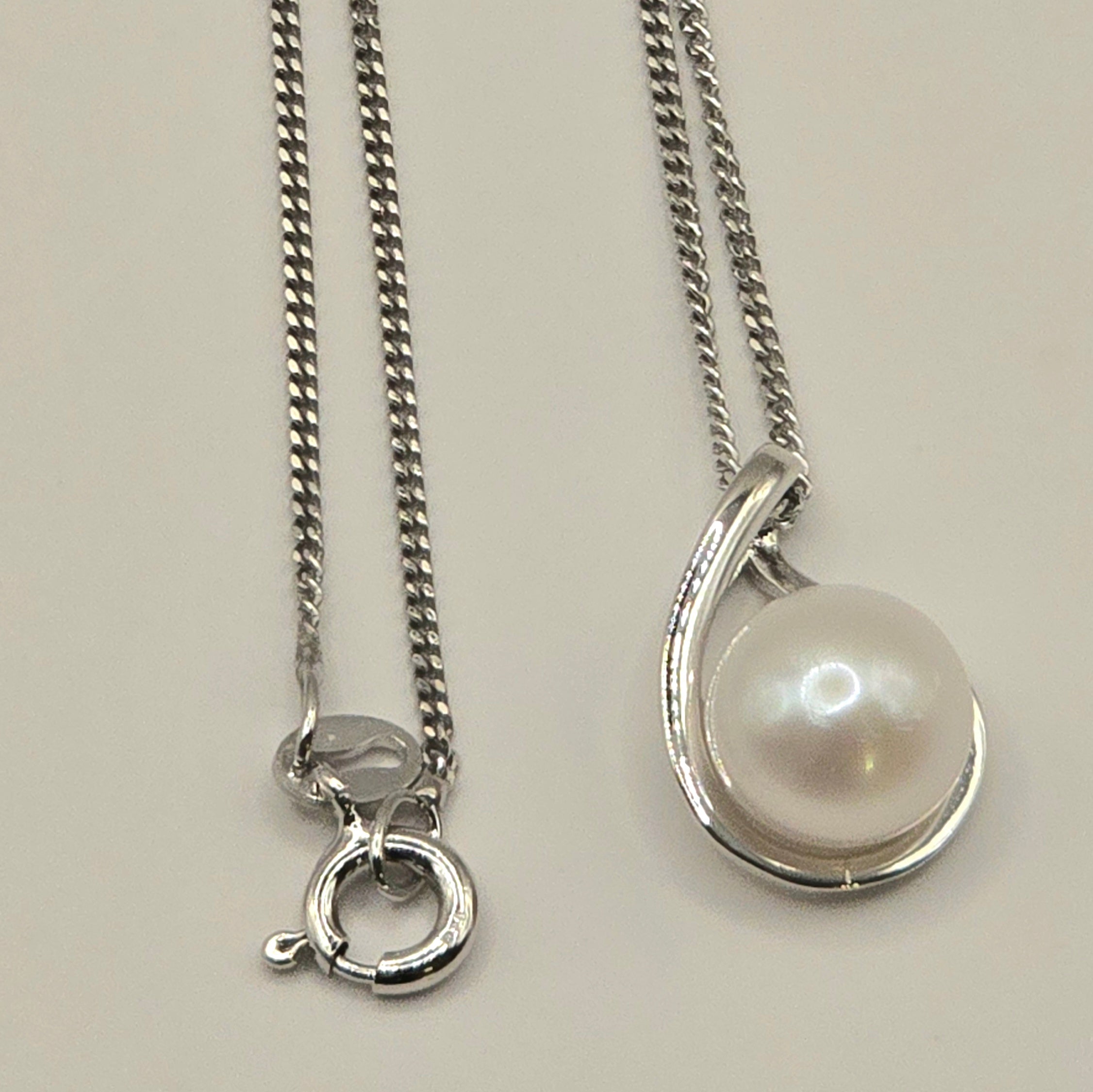 Damen Kette mit Anhänger Perle Silber