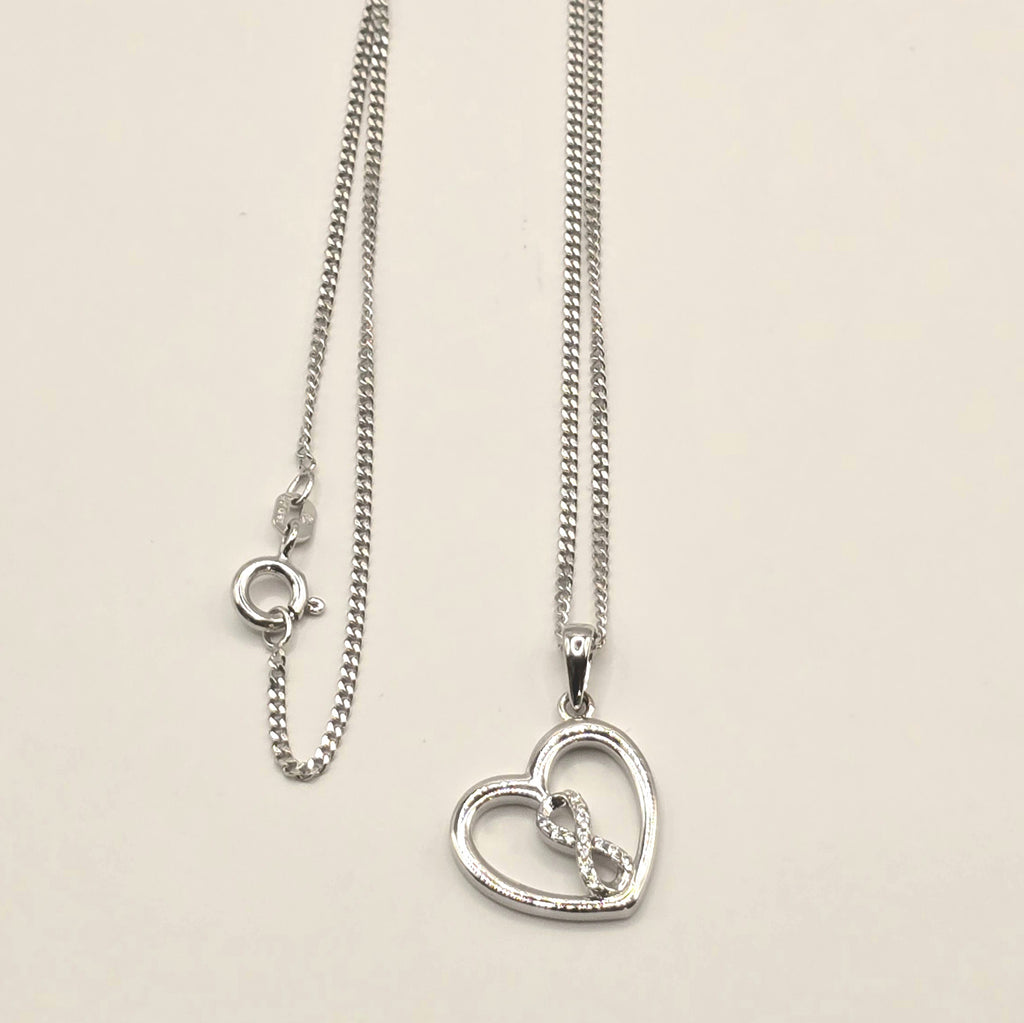 Damen Kette mit Anhänger Infinity-Herz mit Zirkonia