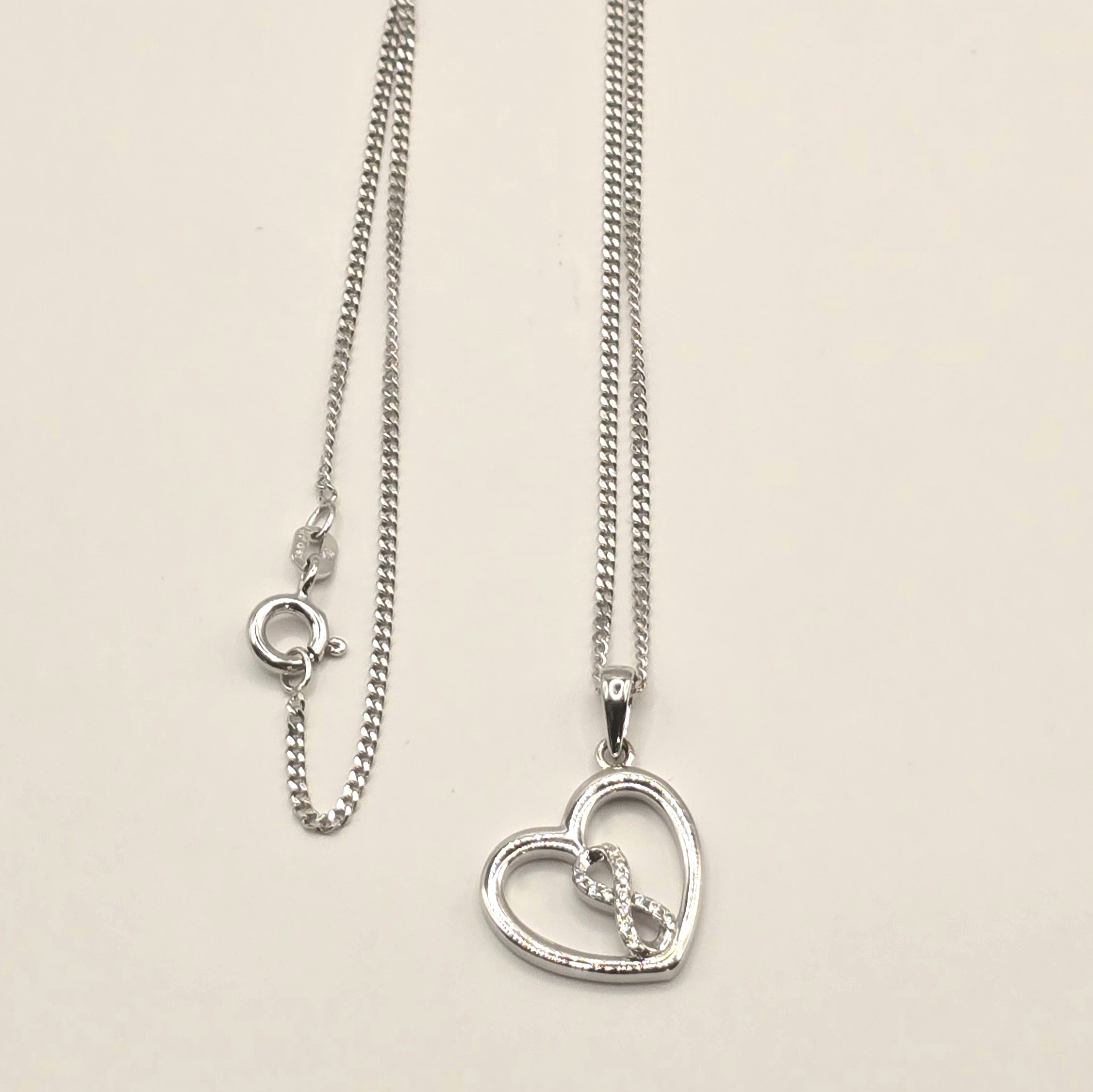Damen Kette mit Anhänger Infinity-Herz mit Zirkonia