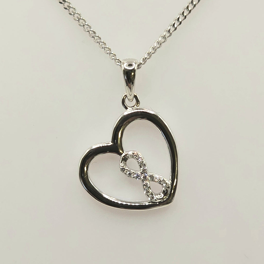 Damen Kette mit Anhänger Infinity-Herz mit Zirkonia