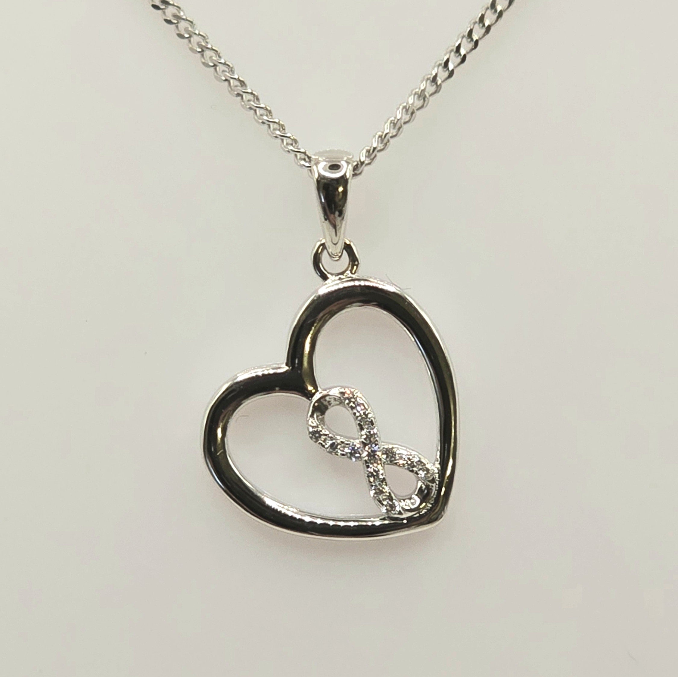 Damen Kette mit Anhänger Infinity-Herz mit Zirkonia