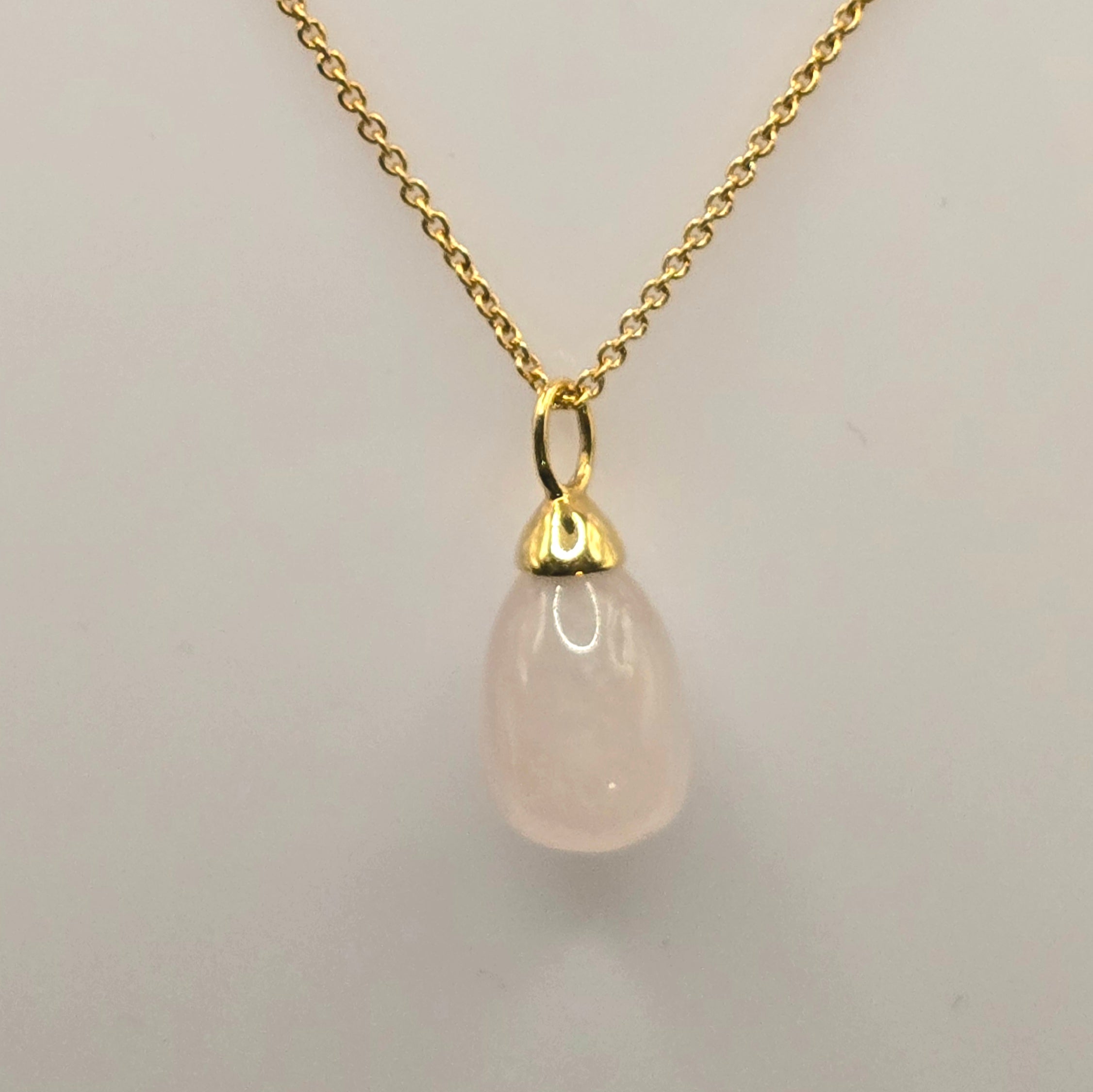 Damen Kette mit Rosenquarzanhänger - Einzelstück vergoldet
