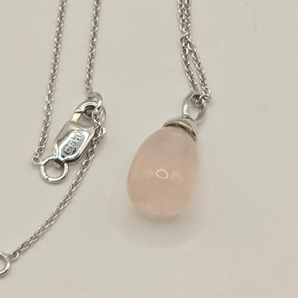 Damen Kette mit Rosenquarzanhänger - Silber
