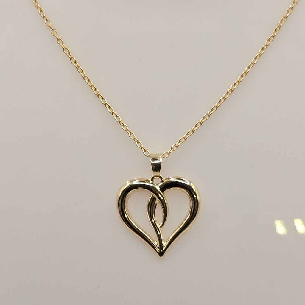 Damen Herzanhänger mit Kette, 8 kt. Gold