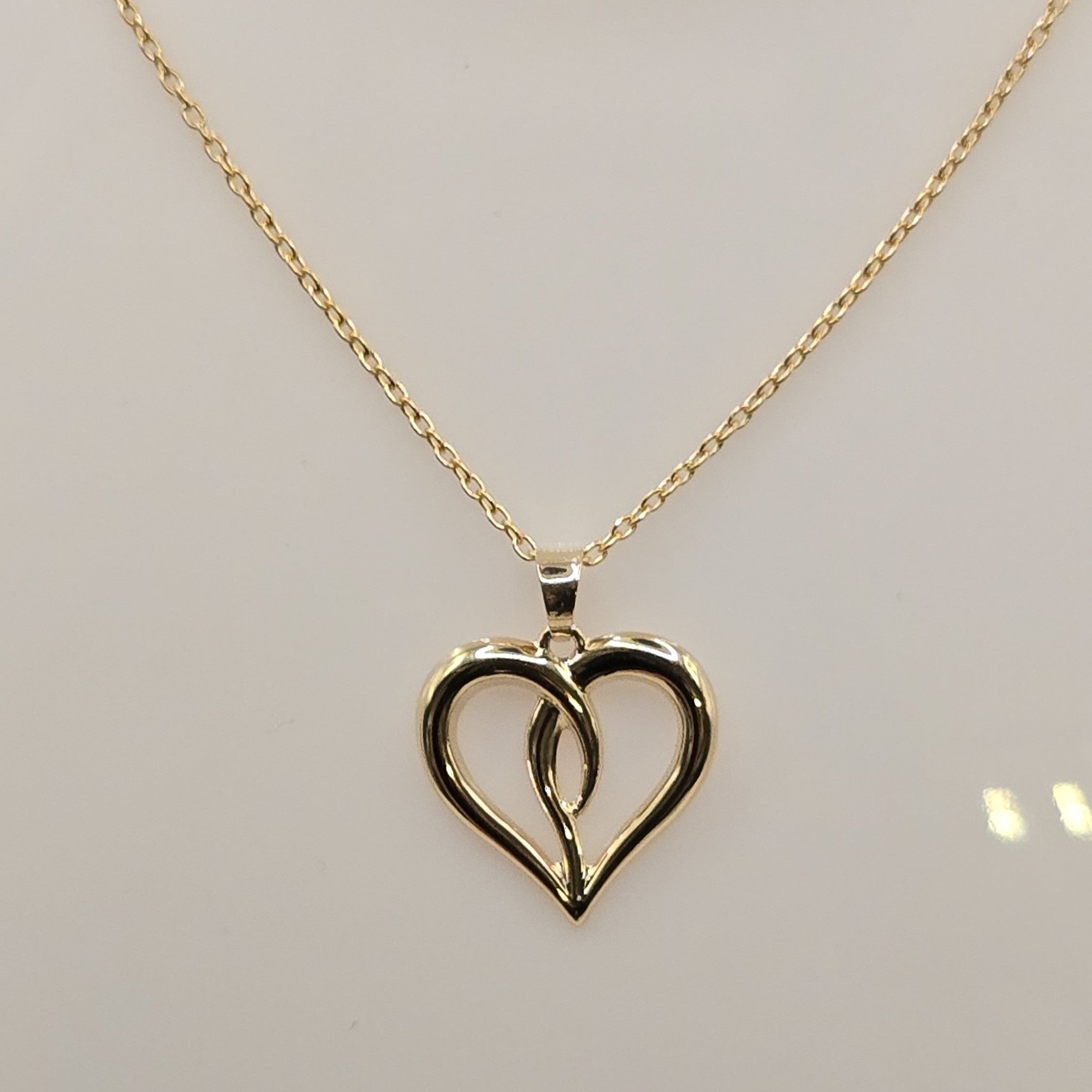 Damen Herzanhänger mit Kette, 8 kt. Gold