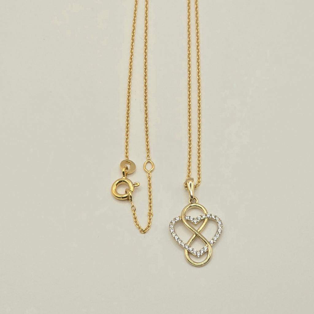 Damen Cuore Infinito - 8 K Goldanhänger mit Zirkonia & Kette