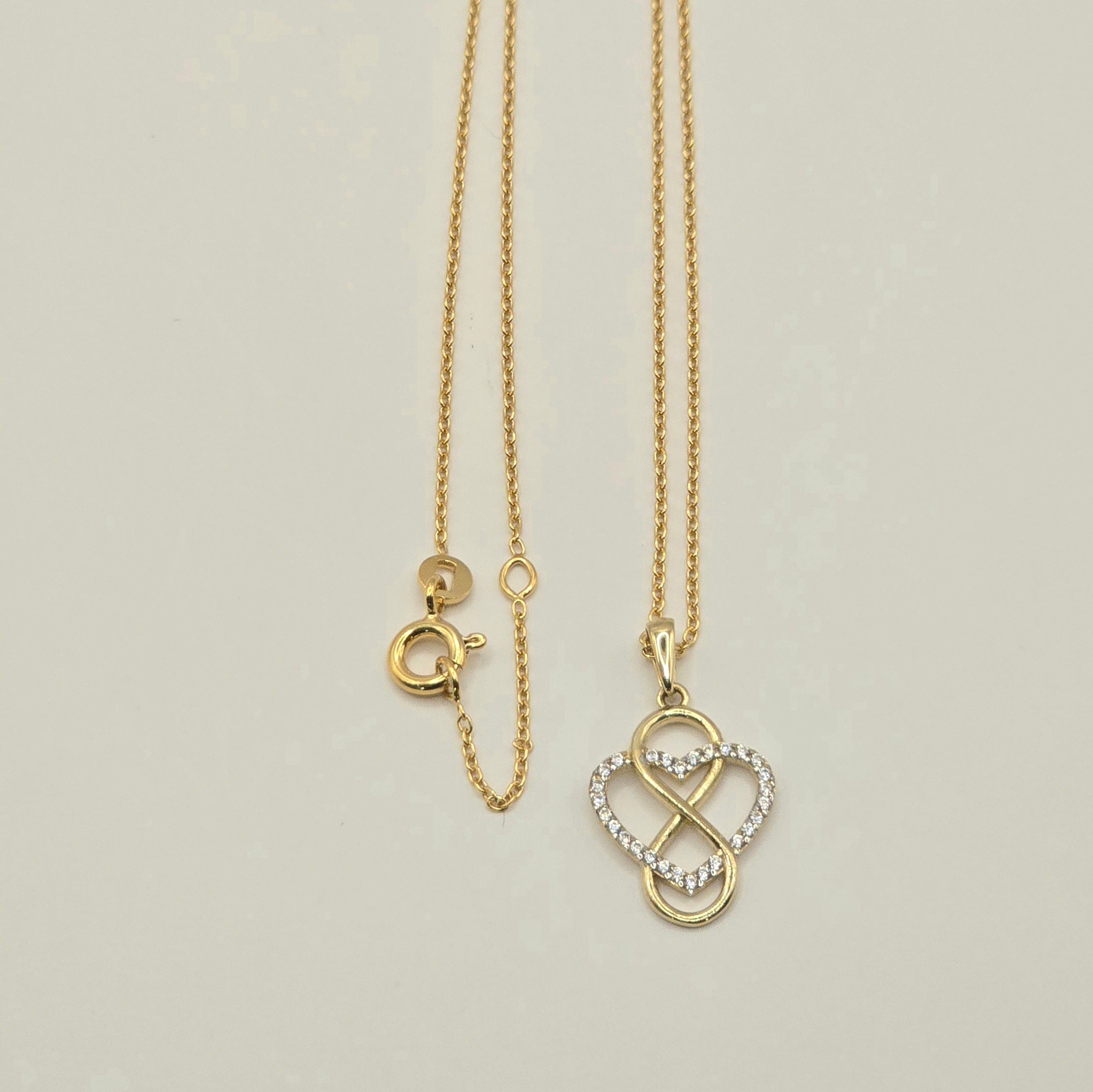 Damen Cuore Infinito - 8 K Goldanhänger mit Zirkonia & Kette
