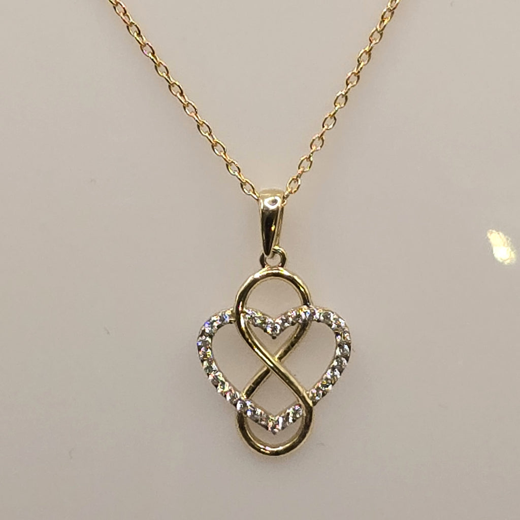 Damen Cuore Infinito - 8 K Goldanhänger mit Zirkonia & Kette