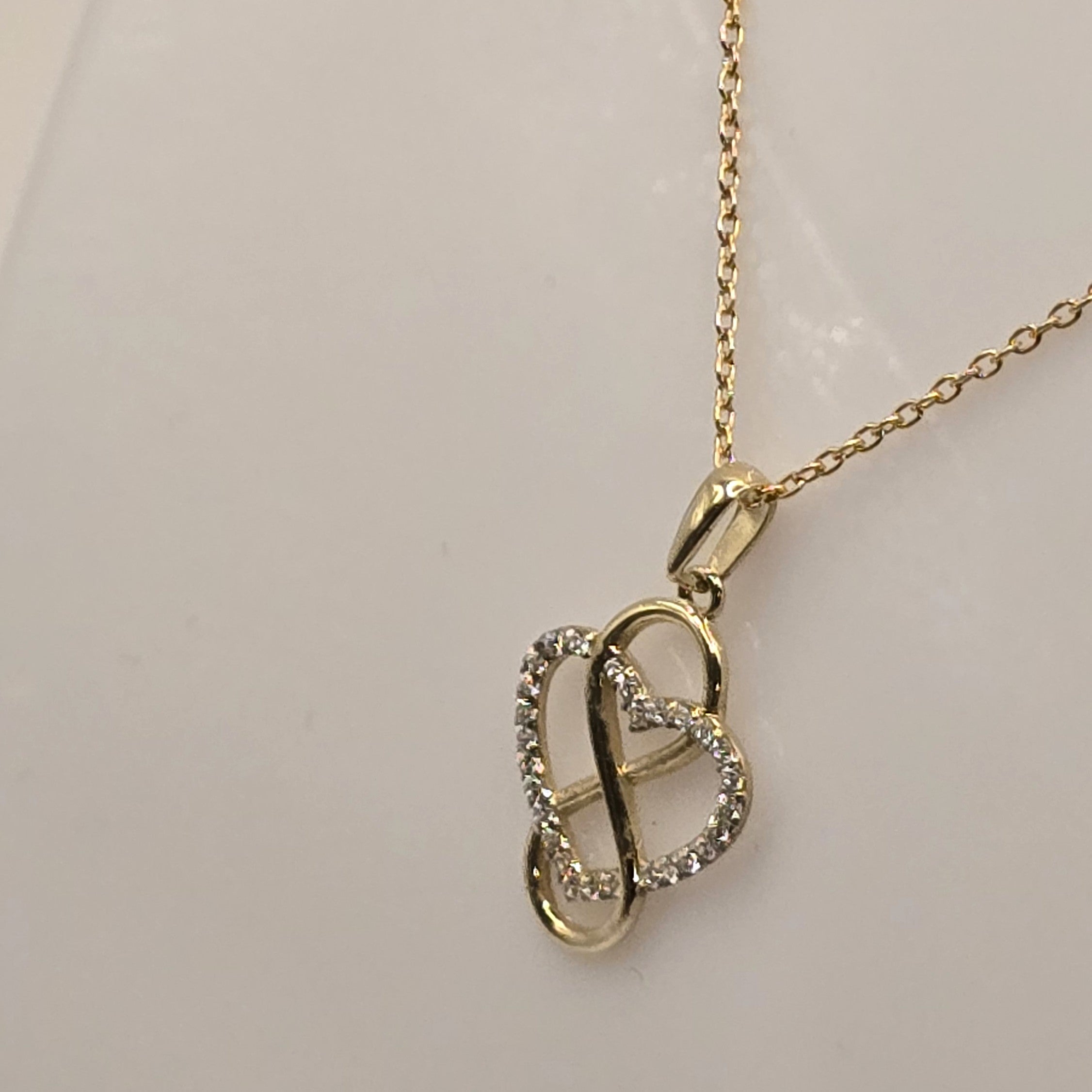 Damen Cuore Infinito - 8 K Goldanhänger mit Zirkonia & Kette