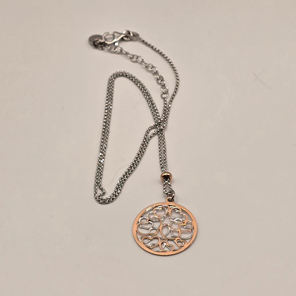 Damen Kette mit Anhänger Herzen im Kreis