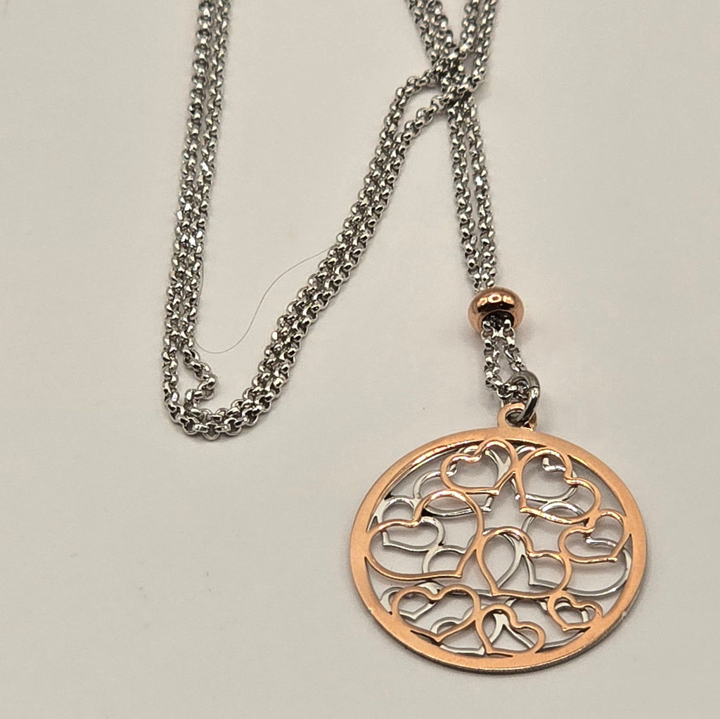 Damen Kette mit Anhänger Herzen im Kreis