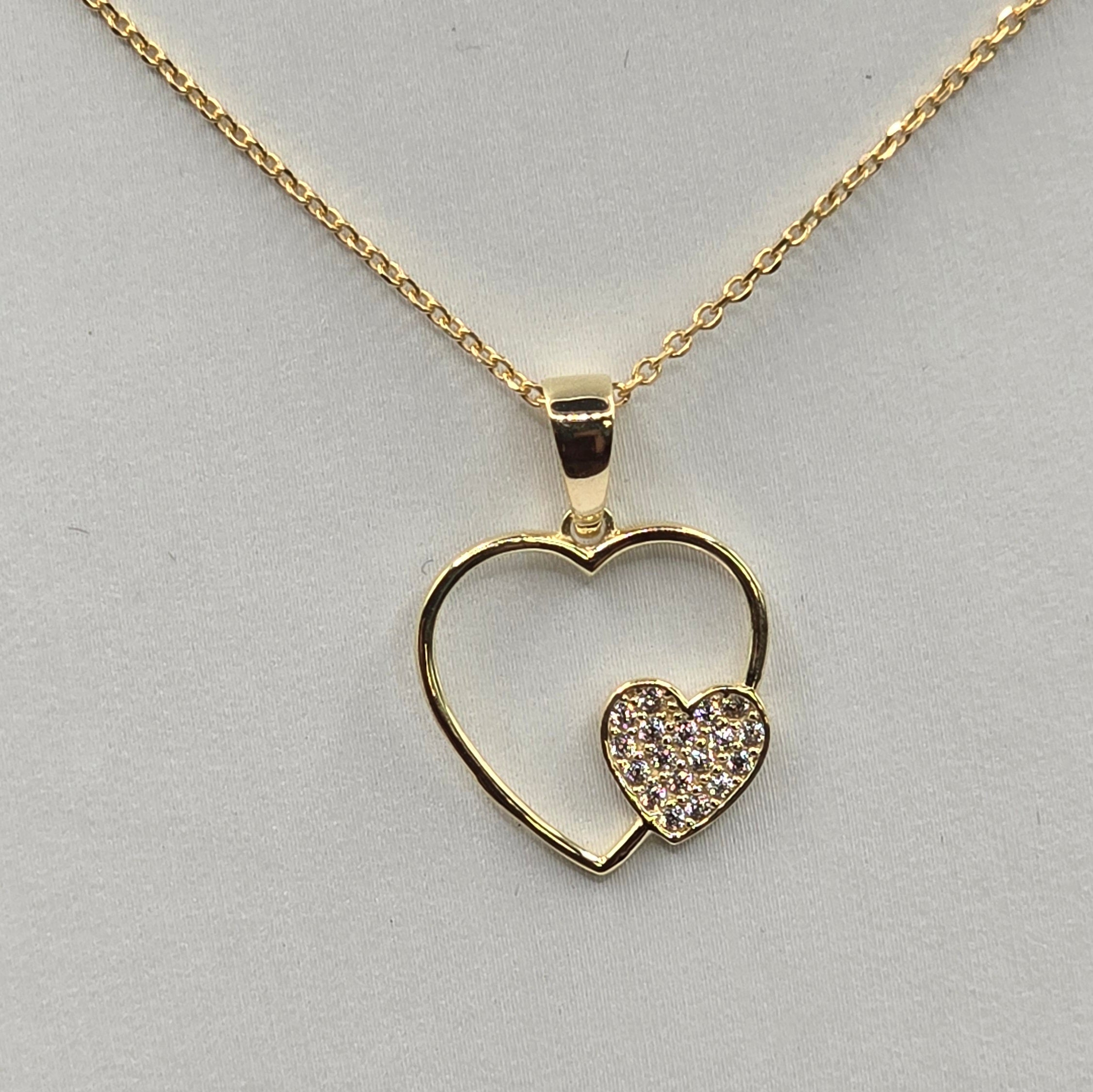 Damen Kette mit Anhänger Herz in Herz