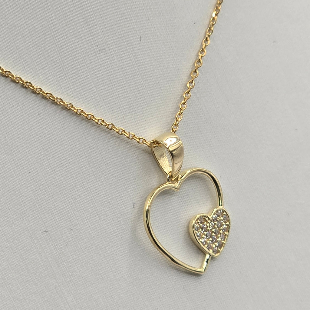 Damen Kette mit Anhänger Herz in Herz