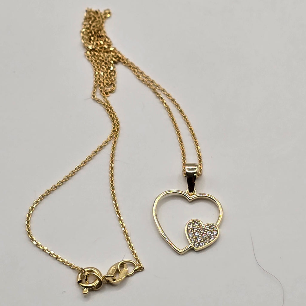 Damen Kette mit Anhänger Herz in Herz