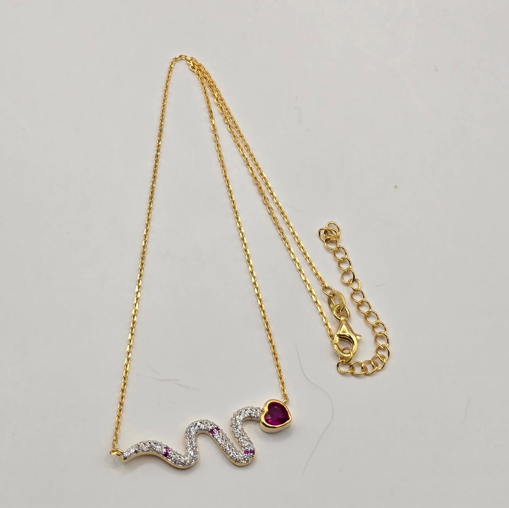 Damen Collier Schlange / Serpente Amore  / 925er Silber vergoldet / Zirkonia / Zart verführerisch