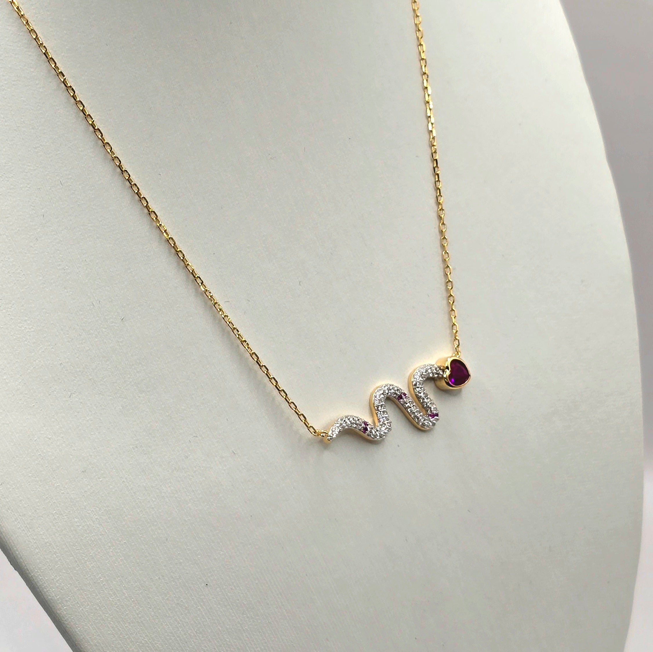 Damen Collier Schlange / Serpente Amore  / 925er Silber vergoldet / Zirkonia / Zart verführerisch