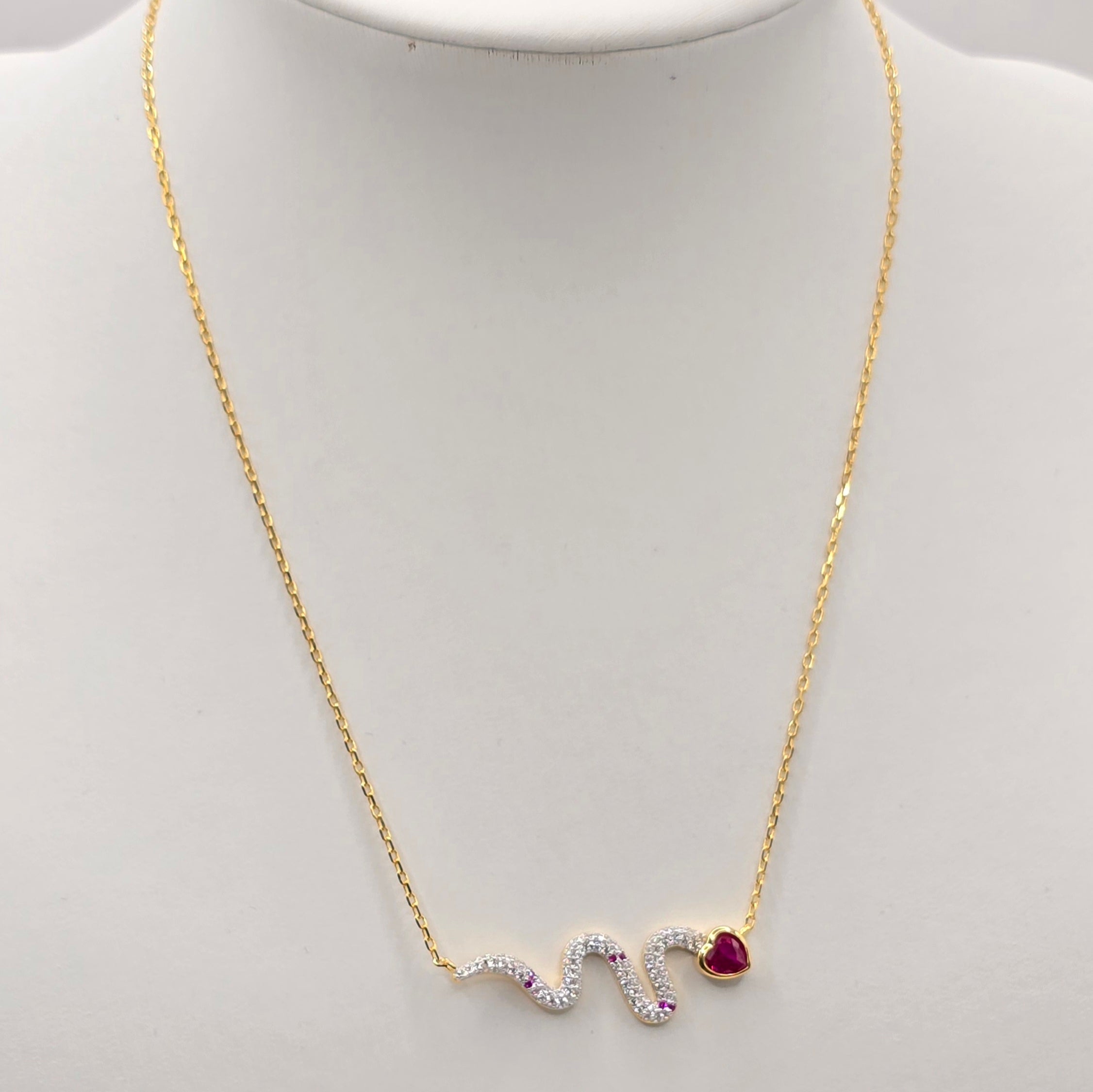 Damen Collier Schlange / Serpente Amore  / 925er Silber vergoldet / Zirkonia / Zart verführerisch