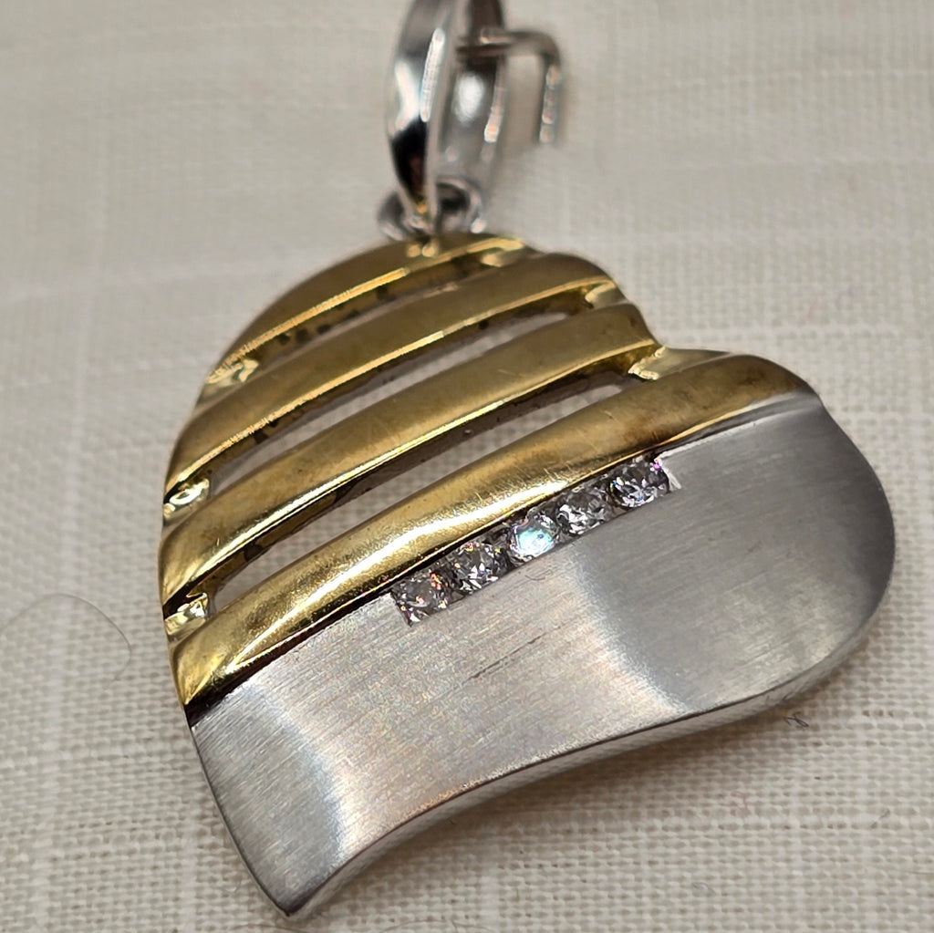 Damen Anhänger Herz / Aurea Balance / 925er Silber teilvergoldet / Zirkonia / Edel