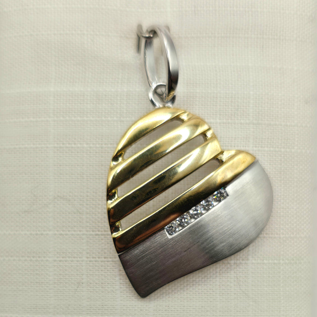 Damen Anhänger Herz / Aurea Balance / 925er Silber teilvergoldet / Zirkonia / Edel