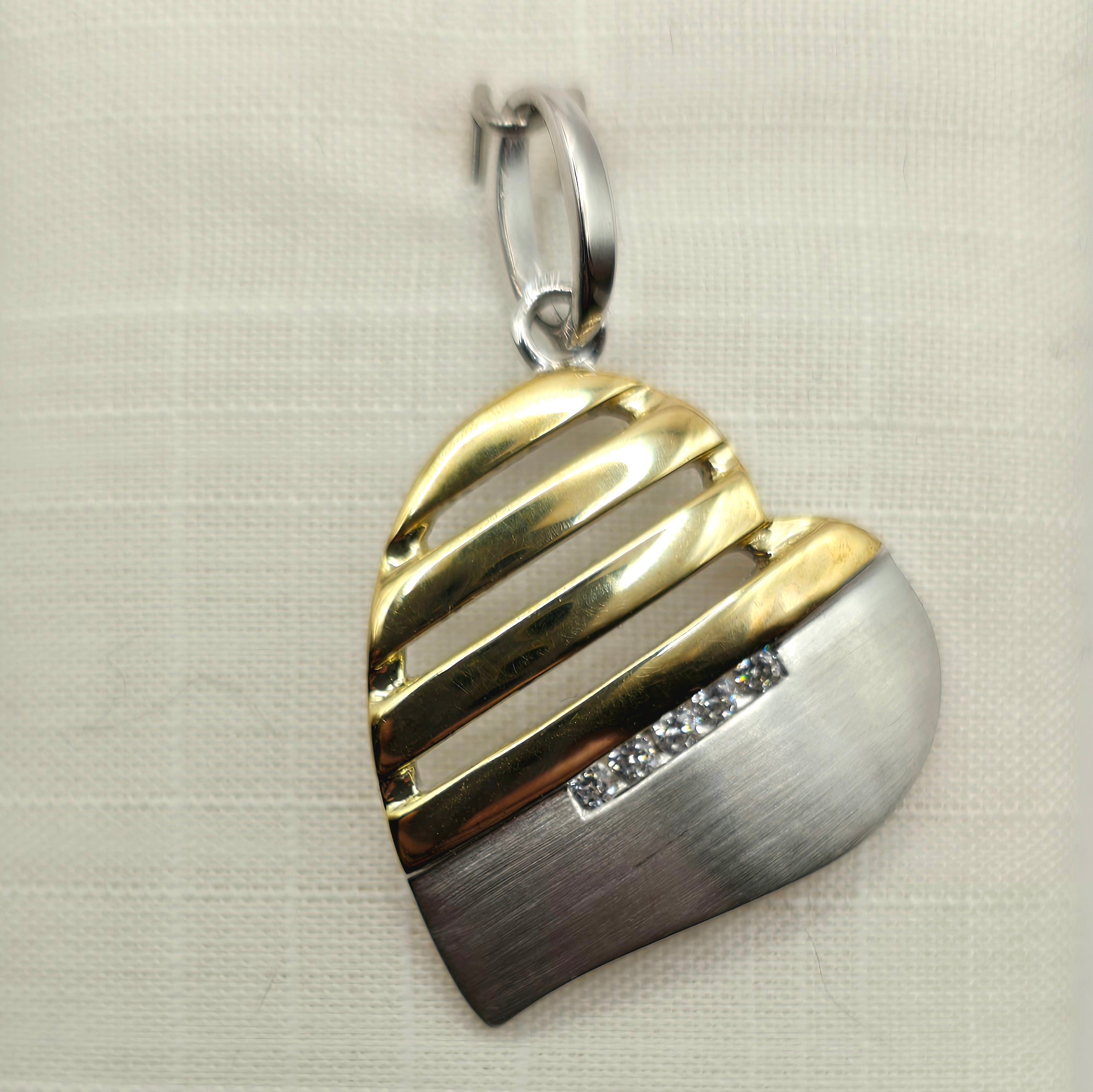 Damen Anhänger Herz / Aurea Balance / 925er Silber teilvergoldet / Zirkonia / Edel