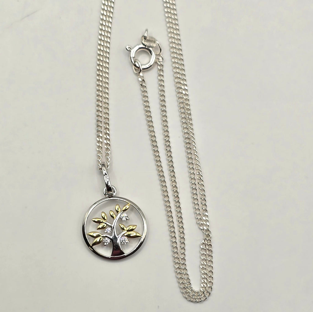 Damen Kette mit Anhänger / Albero della Vita - Splendore / 925er Silber tlw. vergoldet / Lebensbaum