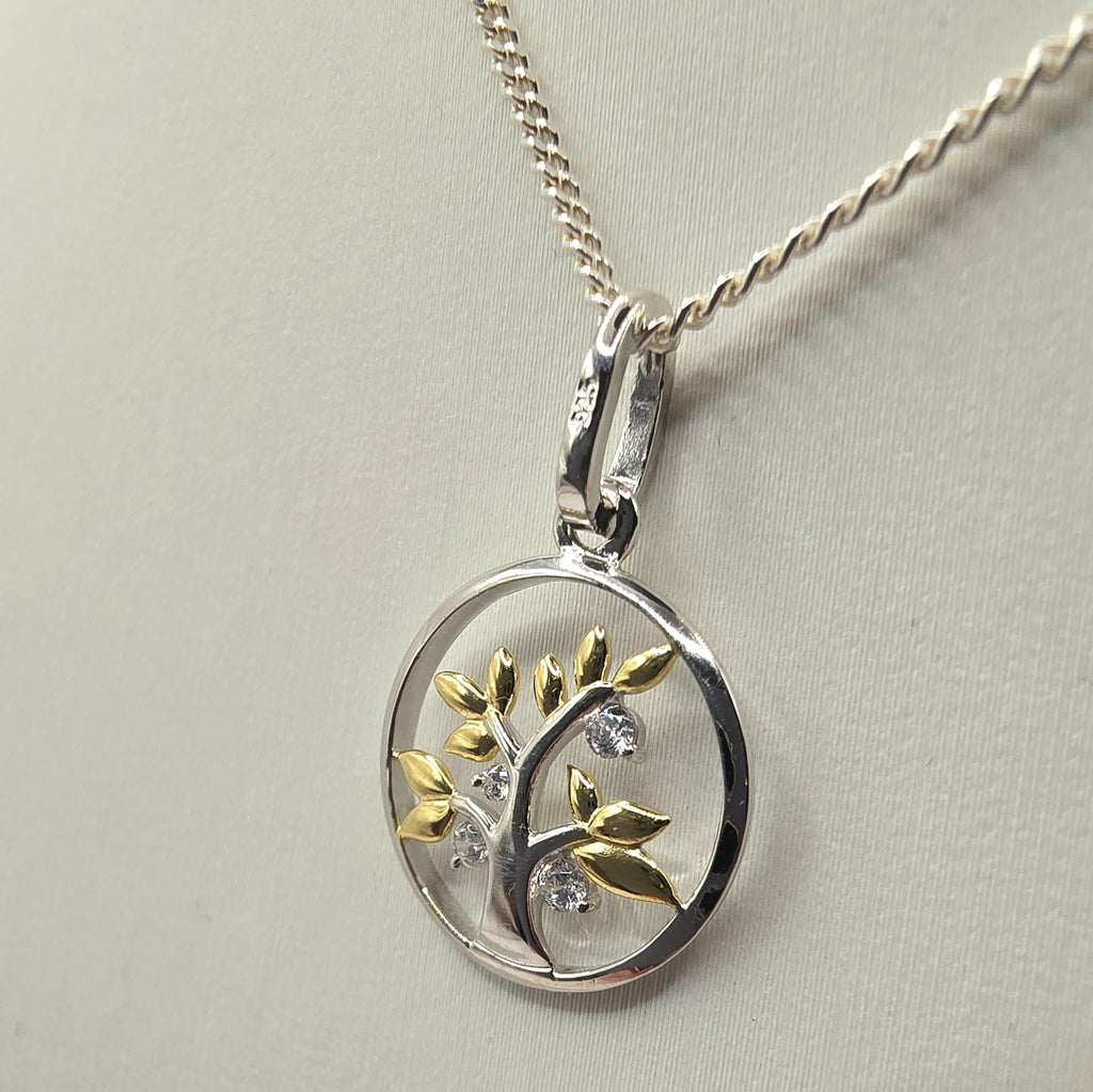 Damen Kette mit Anhänger / Albero della Vita - Splendore / 925er Silber tlw. vergoldet / Lebensbaum