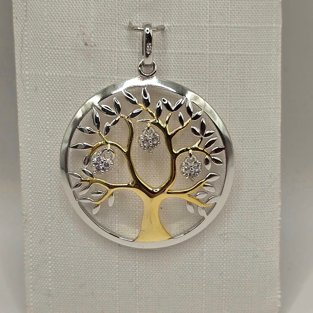 Damen Kette mit Anhänger / Albero della Vita - Luce / 925er Silber tlw. vergoldet / Lebensbaum