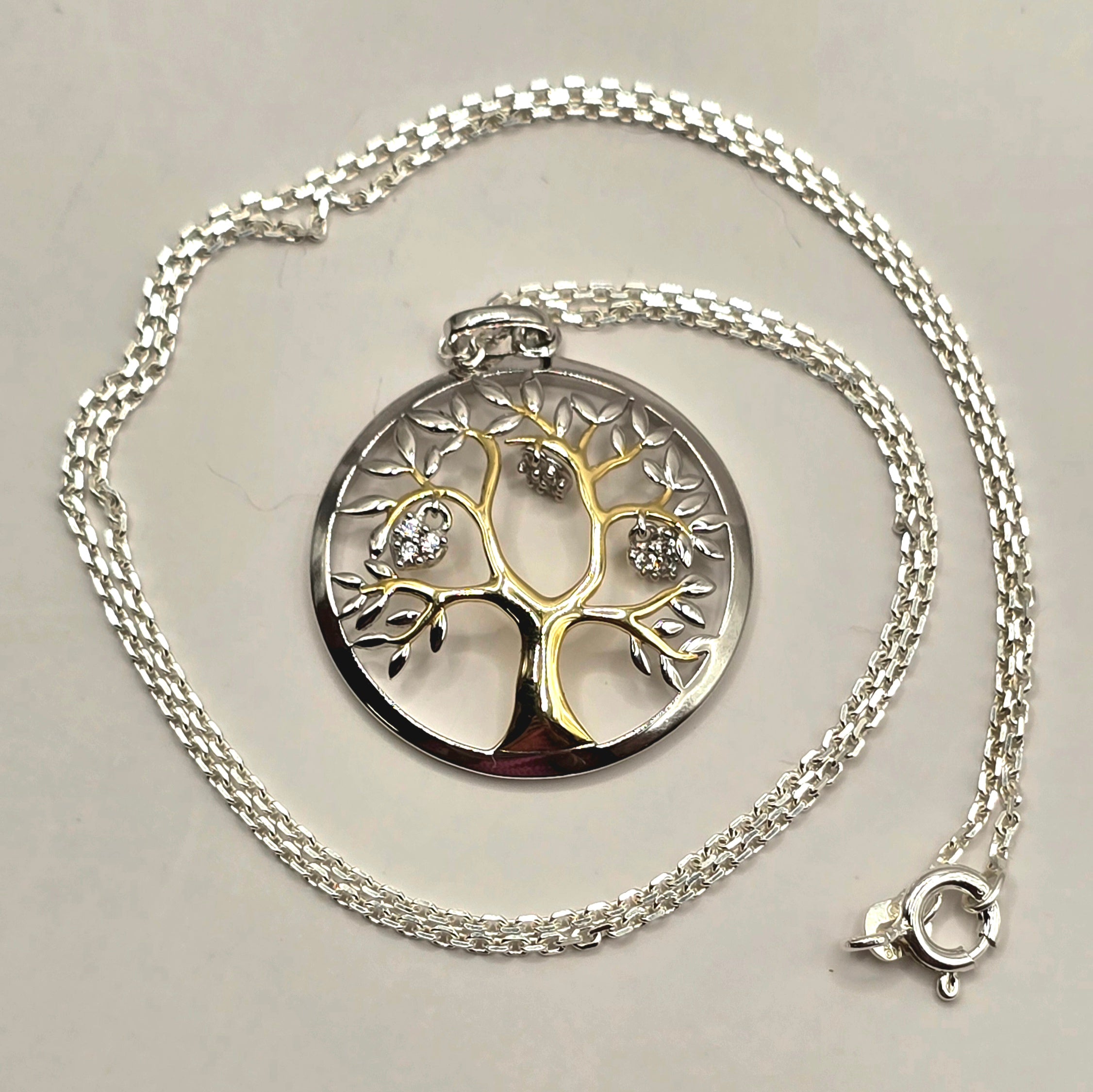 Damen Kette mit Anhänger / Albero della Vita - Luce / 925er Silber tlw. vergoldet / Lebensbaum