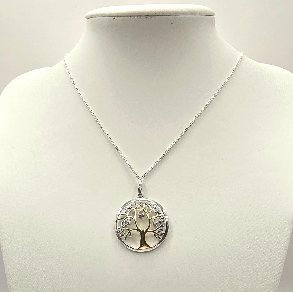 Damen Kette mit Anhänger / Albero della Vita - Luce / 925er Silber tlw. vergoldet / Lebensbaum