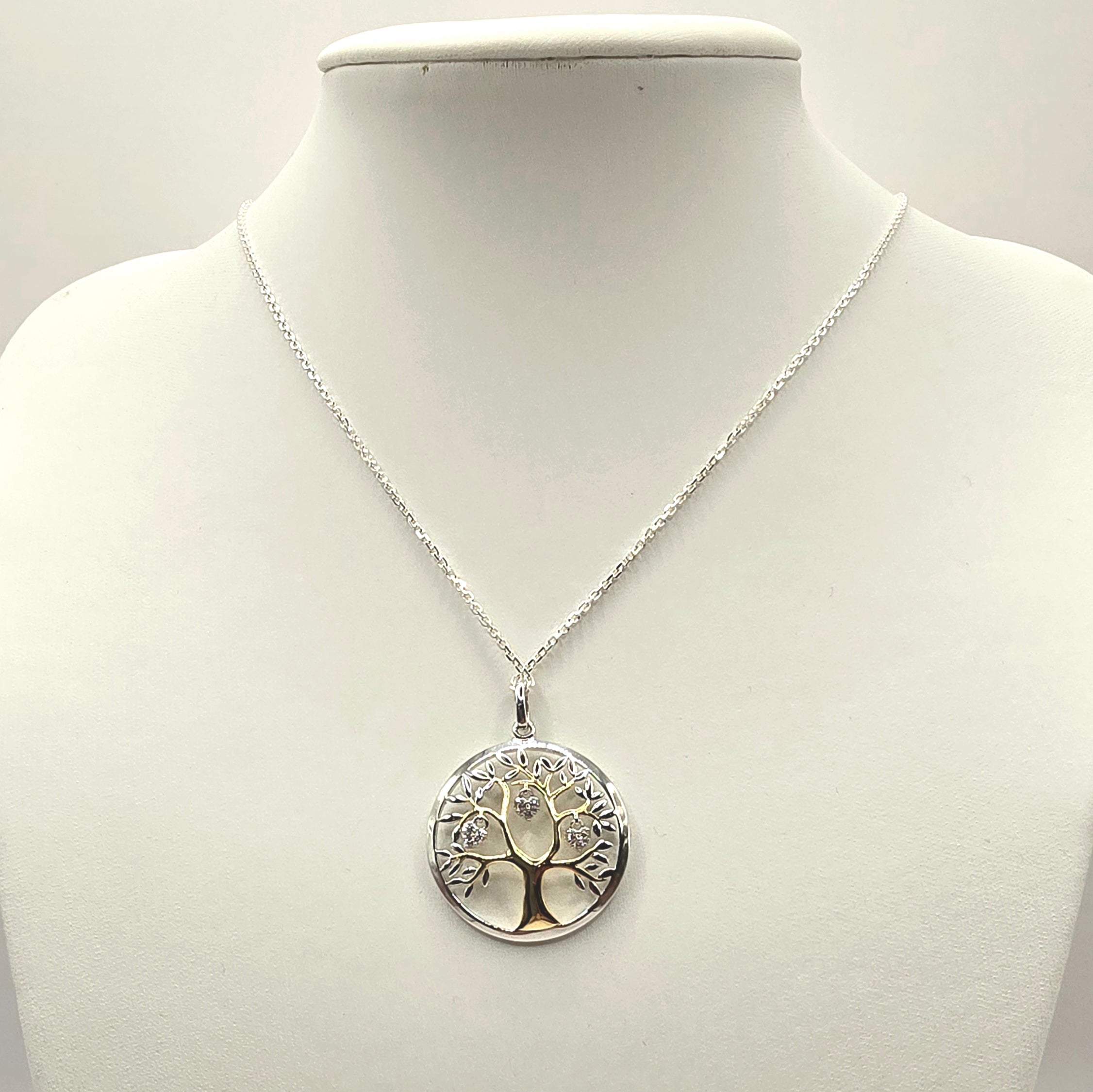 Damen Kette mit Anhänger / Albero della Vita - Luce / 925er Silber tlw. vergoldet / Lebensbaum